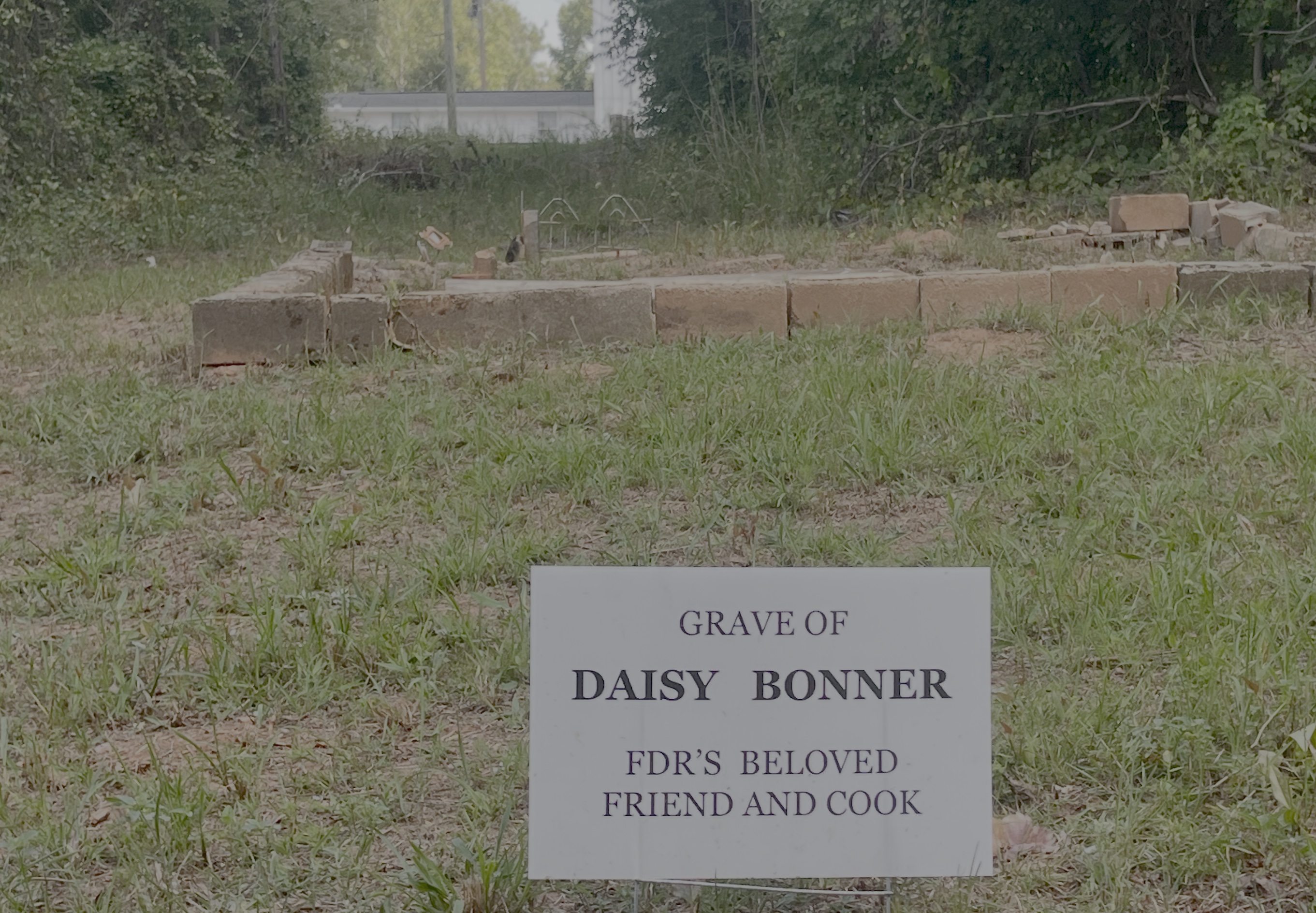 Cemetery view with temporary grave marker