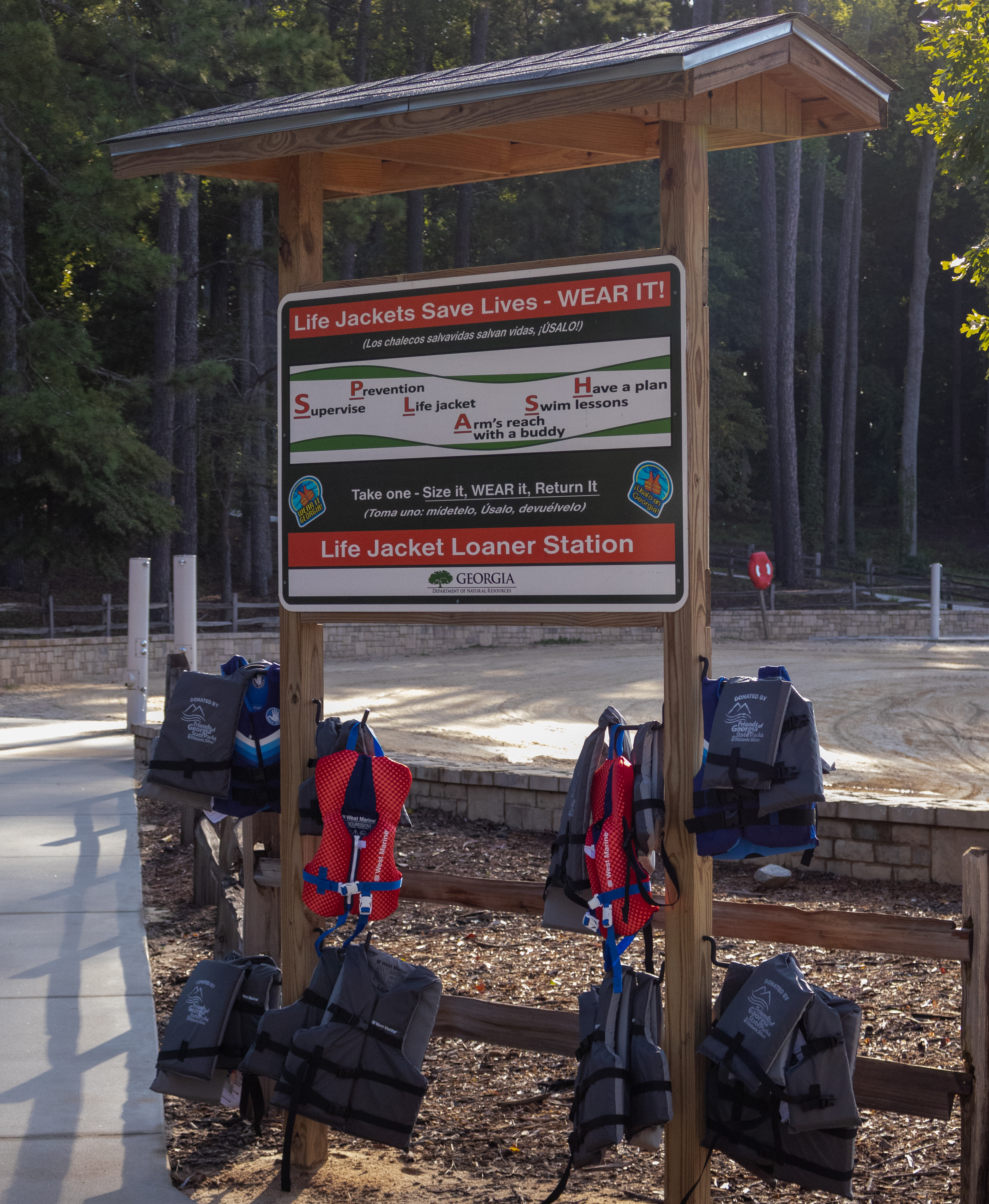 Life jackets supporting the statewide SPLASH water safety initiative