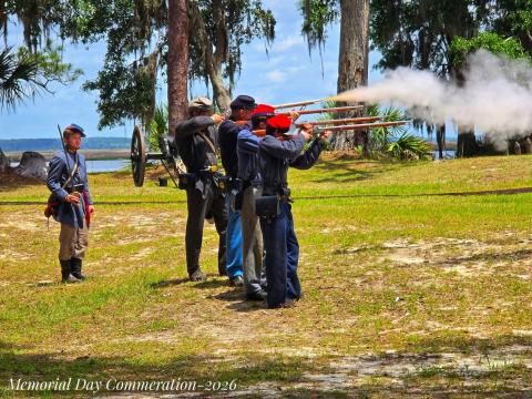 Blackpowder rifle loading and firing demonstration