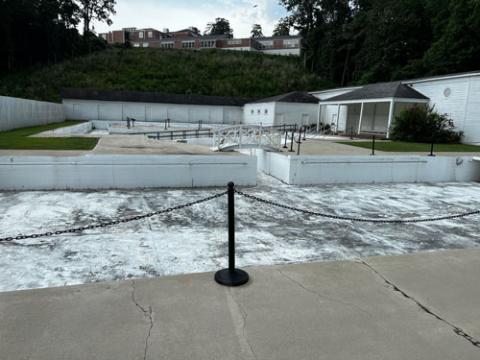 Roosevelt Pools before restoration showing deteriorated structure